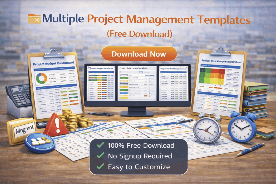 Multiple project management templates for tracking and managing several projects at once