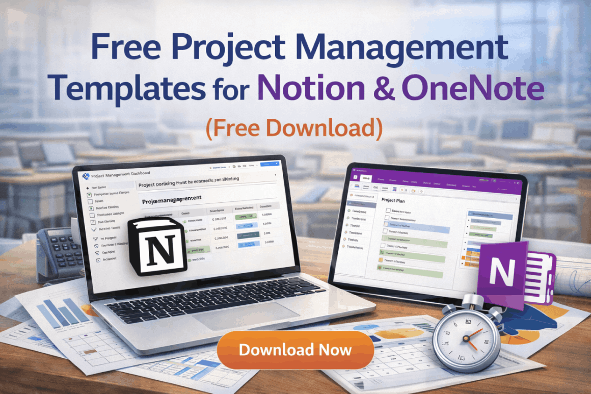 Free project management templates for Notion and OneNote to plan, track, and manage projects
